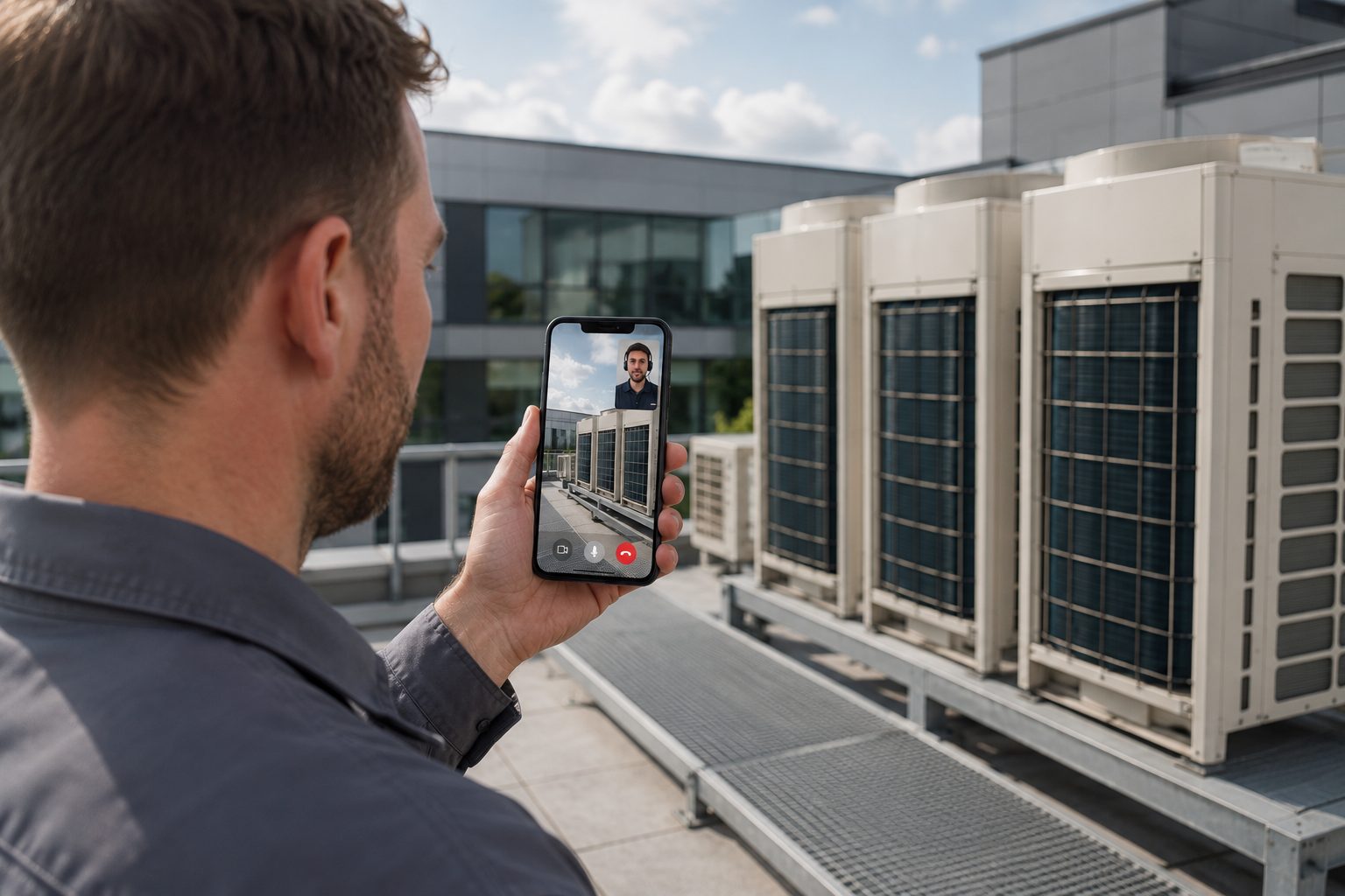 Ferndiagnose VRF-Außengeräte auf dem Dach per Video